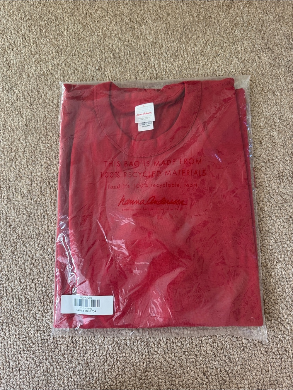 Hanna Andersson NWT Long John Red Rib Solid Top